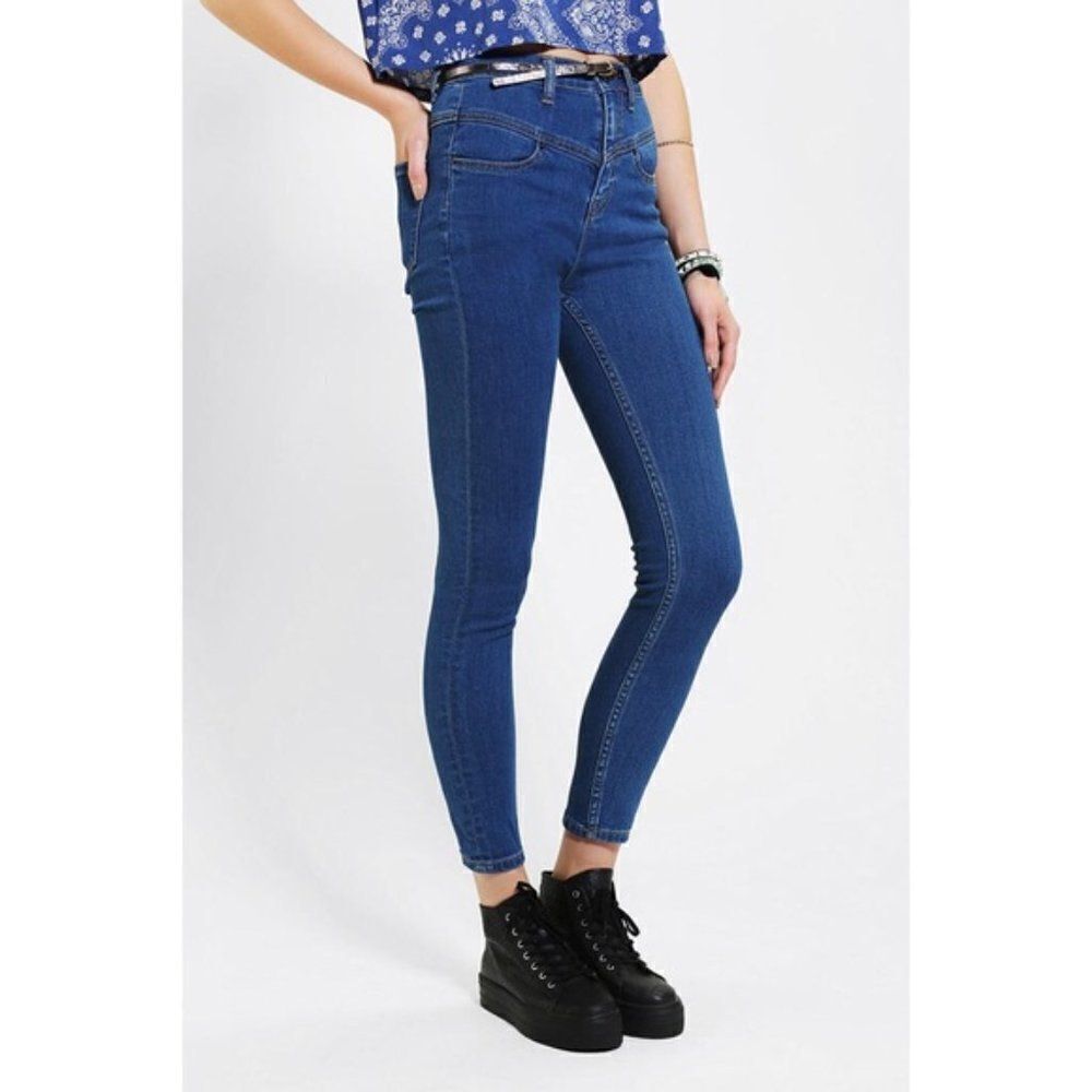 URBAN OUTFITTERS / BDG Blue High Rise Stretchy Skinny Cotton Seam Ankle Size 26